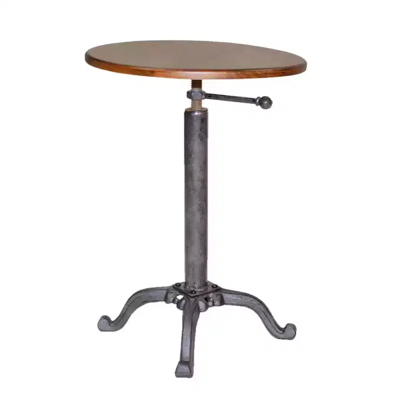 HomeRoots 22 Industrial And Chestnut Solid Wood Round End Table