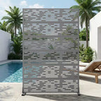 MAYEERTY Godfrey Light & Shadow B Gray Galvanized Steel Room Divider, 72x47x16, 6-Piece Decorative Screen