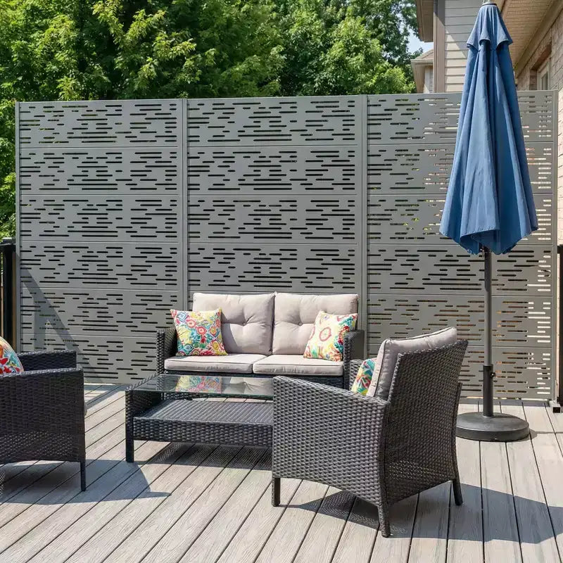 Paravent décoratif en acier galvanisé gris, 72x47x16, 6 pièces