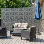 Paravent décoratif en acier galvanisé gris, 72x47x16, 6 pièces