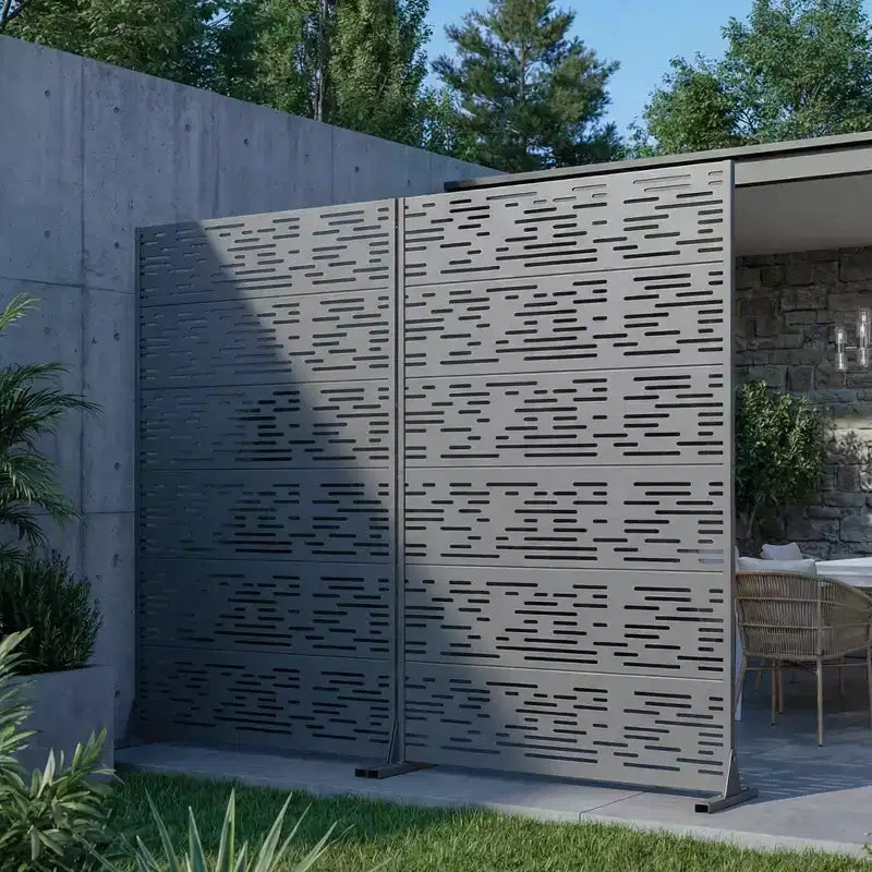 Paravent décoratif en acier galvanisé gris, 72x47x16, 6 pièces