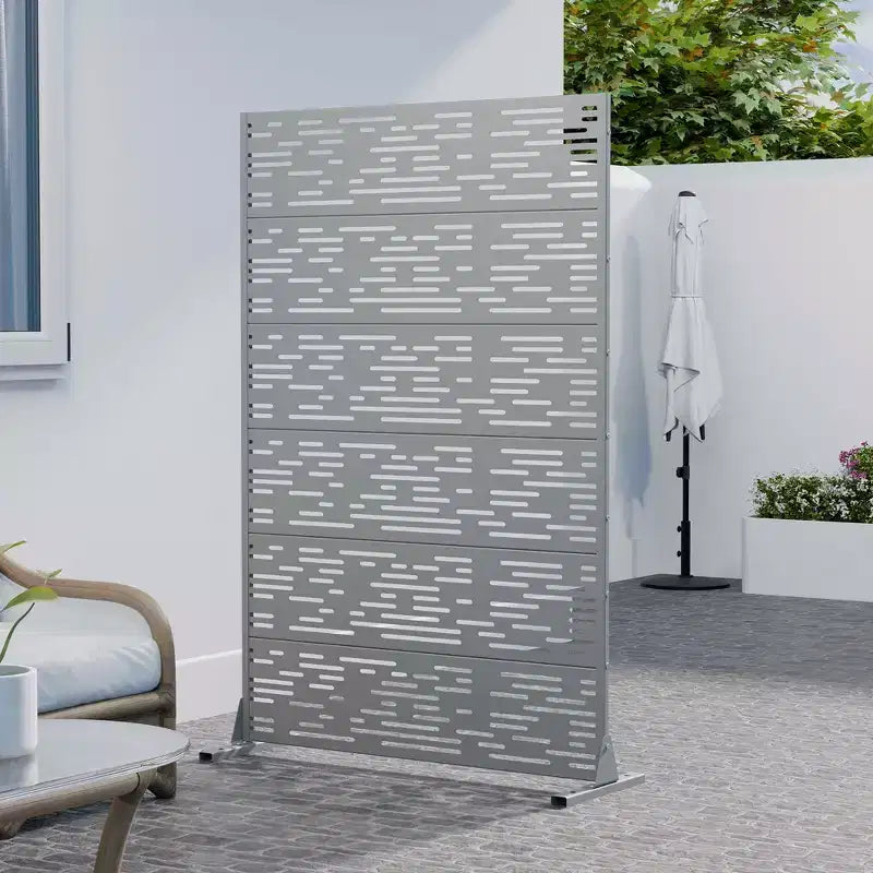 Paravent décoratif en acier galvanisé gris, 72x47x16, 6 pièces