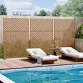 MAYEERTY Laurence Diamond Brown Galvanized Steel Room Divider, 72x47x16, 3-Piece Double-Sided Privacy Screen