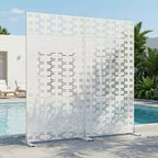 Paravent en acier galvanisé blanc, 72x35x16, écran minimaliste double face 6 pièces