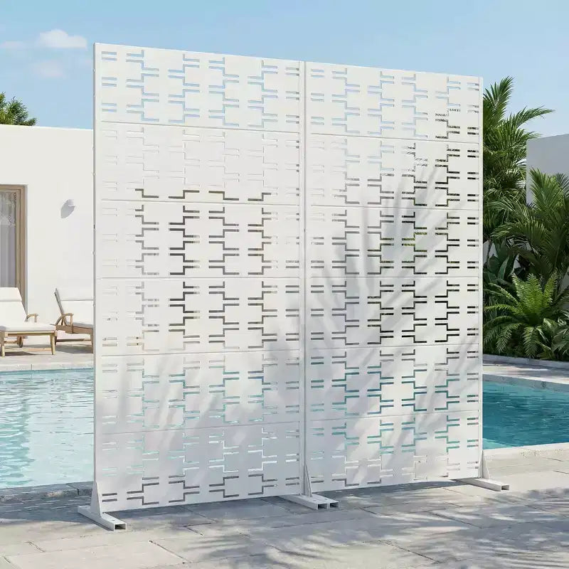 Paravent en acier galvanisé blanc, 72x35x16, écran minimaliste double face 6 pièces