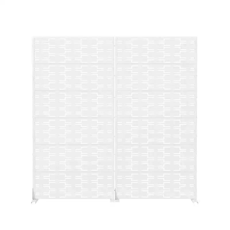 Paravent en acier galvanisé blanc, 72x35x16, écran minimaliste double face 6 pièces