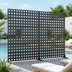Paravent en acier galvanisé noir, 72x47x16, écran d'intimité double face robuste à 6 panneaux