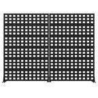 Paravent en acier galvanisé noir, 72x47x16, écran d'intimité double face robuste à 6 panneaux