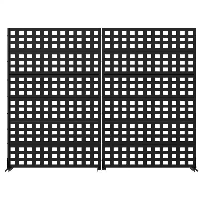 Paravent en acier galvanisé noir, 72x47x16, écran d'intimité double face robuste à 6 panneaux