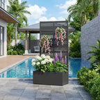 Jardinière en fer forgé noir avec treillis, 59x30x12, Décoration de jardin 4 pièces antirouille