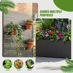 Jardinière en fer forgé noir avec treillis, 59x30x12, Décoration de jardin 4 pièces antirouille