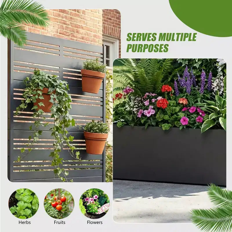 Jardinière en fer forgé noir avec treillis, 59x30x12, Décoration de jardin 4 pièces antirouille
