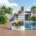 Jardinière en fer forgé blanc avec treillis, 59x30x12, jardinière d'intérieur/extérieur en 4 pièces