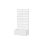 Jardinière en fer forgé blanc avec treillis, 59x30x12, jardinière d'intérieur/extérieur en 4 pièces