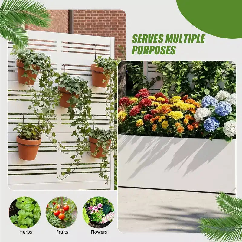 Jardinière en fer forgé blanc avec treillis, 59x30x12, jardinière d'intérieur/extérieur en 4 pièces