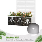 Jardinière en fer forgé blanc avec treillis, 59x30x12, jardinière d'intérieur/extérieur en 4 pièces