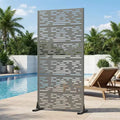 MAYEERTY Godfrey Light & Shadow B Gray Galvanized Steel Room Divider, 72x35x16, 6-Piece Indoor Outdoor Screen