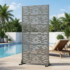 MAYEERTY Godfrey Light & Shadow B Gray Galvanized Steel Room Divider, 72x35x16, 6-Piece Indoor Outdoor Screen