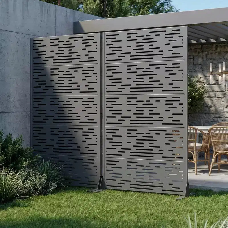 Paravent en acier galvanisé gris, 72x35x16, 6 panneaux pour intérieur et extérieur