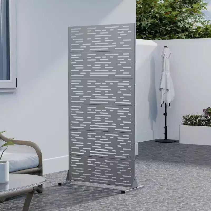 Paravent en acier galvanisé gris, 72x35x16, 6 panneaux pour intérieur et extérieur