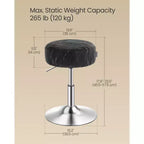 Tabouret de coiffeuse réglable, chaise de coiffeuse, pivotant à 360°, revêtement en PU, coussin épais