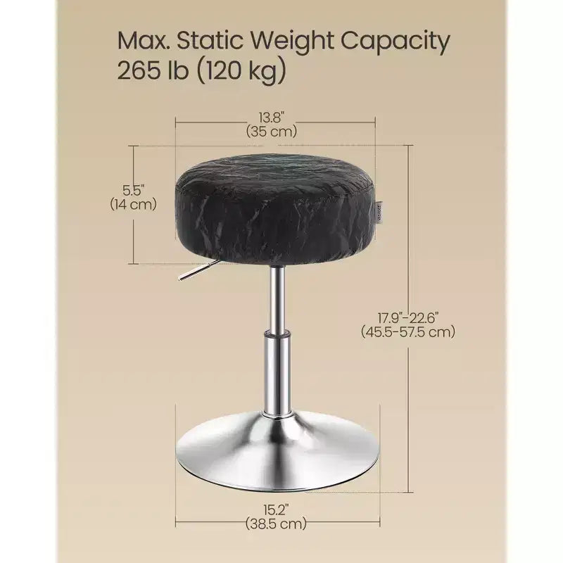Tabouret de coiffeuse réglable, chaise de coiffeuse, pivotant à 360°, revêtement en PU, coussin épais