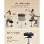 Tabouret de coiffeuse réglable, chaise de coiffeuse, pivotant à 360°, revêtement en PU, coussin épais