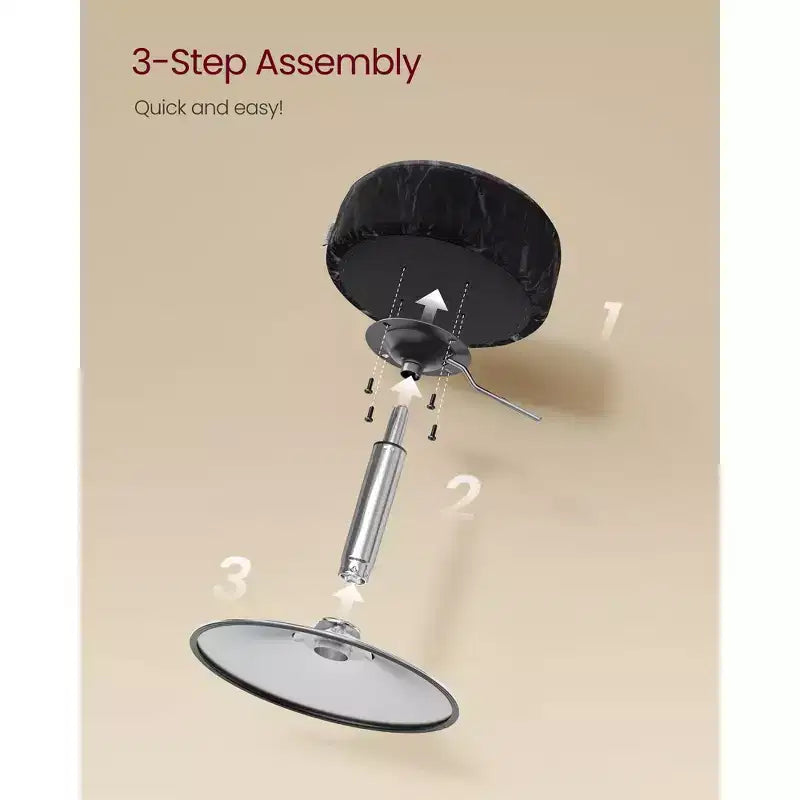 Tabouret de coiffeuse réglable, chaise de coiffeuse, pivotant à 360°, revêtement en PU, coussin épais