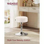 Tabouret de coiffeuse réglable, chaise de coiffeuse, pivotant à 360°, revêtement en PU, coussin épais