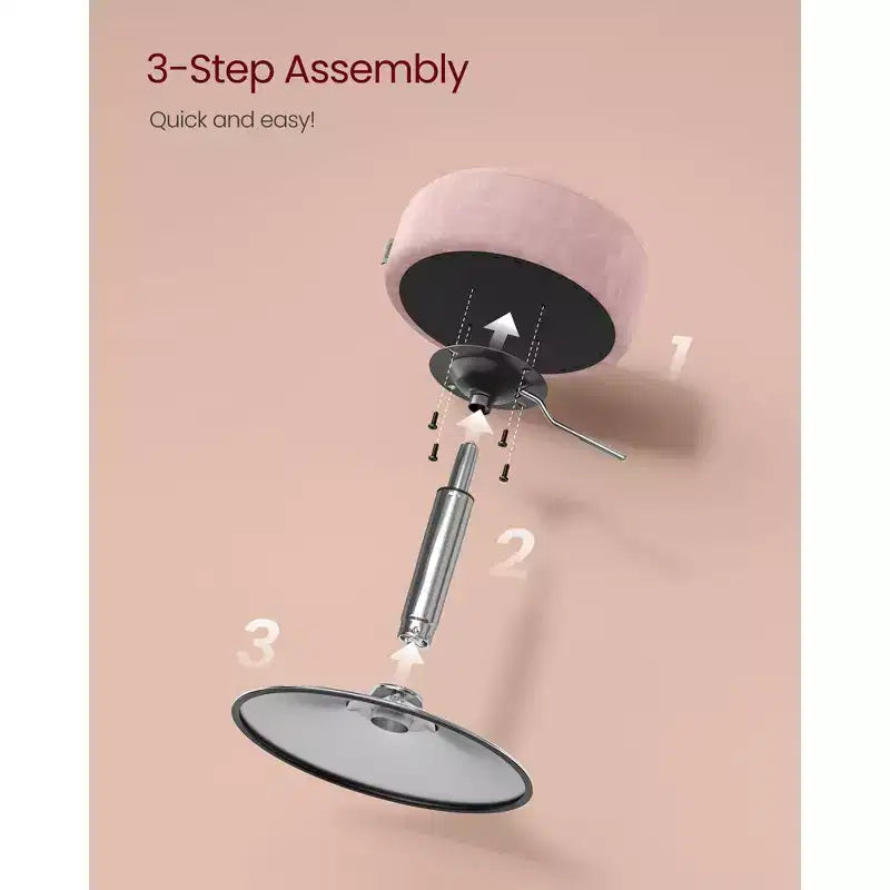 Tabouret de coiffeuse réglable, chaise de coiffeuse, pivotant à 360°, revêtement en PU, coussin épais