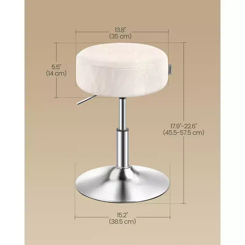 Tabouret de coiffeuse réglable, chaise de coiffeuse, pivotant à 360°, revêtement en PU, coussin épais