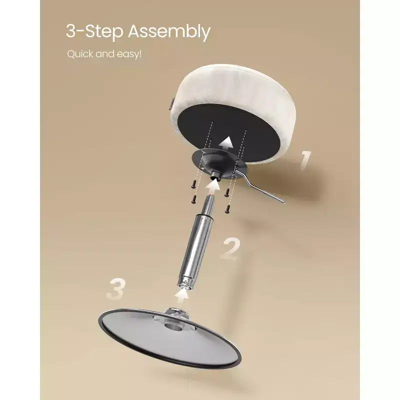 Tabouret de coiffeuse réglable, chaise de coiffeuse, pivotant à 360°, revêtement en PU, coussin épais