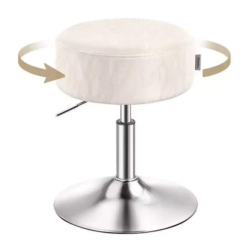 VASAGLE Adjustable Vanity Stool, Makeup Vanity Chair, 360 Swivel, PU Upholstery, Thick Cushion