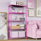59'' Pink 5-Tier Storage Shelves with Adjustable Tier Height