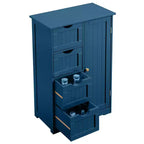 Meuble de rangement de salle de bain bleu avec 4 tiroirs et 1 porte