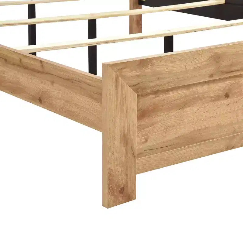 Cadre de lit en bois rustique contemporain Carson avec tête de lit