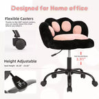Chaise de vanité à roulettes, Chaise de bureau sans accoudoirs, Chaise sans accoudoirs réglable en hauteur et rotative à 360°, Petite chaise de bureau, Coussin moelleux, pour Chambre