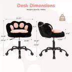 Chaise de vanité à roulettes, Chaise de bureau sans accoudoirs, Chaise sans accoudoirs réglable en hauteur et rotative à 360°, Petite chaise de bureau, Coussin moelleux, pour Chambre