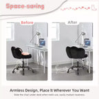 Chaise de vanité à roulettes, Chaise de bureau sans accoudoirs, Chaise sans accoudoirs réglable en hauteur et rotative à 360°, Petite chaise de bureau, Coussin moelleux, pour Chambre