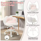 Chaise de vanité à roulettes, Chaise de bureau sans accoudoirs, Chaise sans accoudoirs réglable en hauteur et rotative à 360°, Petite chaise de bureau, Coussin moelleux, pour Chambre