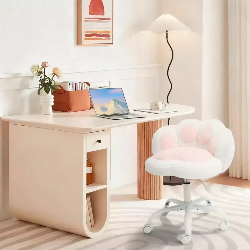 Chaise de vanité à roulettes, Chaise de bureau sans accoudoirs, Chaise sans accoudoirs réglable en hauteur et rotative à 360°, Petite chaise de bureau, Coussin moelleux, pour Chambre
