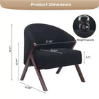 Fauteuil d'appoint en lin de style moderne du milieu du siècle, fauteuil de lecture rembourré confortable avec cadre en bois, montage facile pour le salon et la chambre à coucher