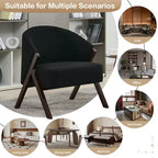 Fauteuil d'appoint en lin de style moderne du milieu du siècle, fauteuil de lecture rembourré confortable avec cadre en bois, montage facile pour le salon et la chambre à coucher