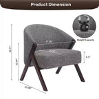 Fauteuil d'appoint en lin de style moderne du milieu du siècle, fauteuil de lecture rembourré confortable avec cadre en bois, montage facile pour le salon et la chambre à coucher