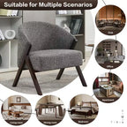 Fauteuil d'appoint en lin de style moderne du milieu du siècle, fauteuil de lecture rembourré confortable avec cadre en bois, montage facile pour le salon et la chambre à coucher