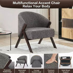 Fauteuil d'appoint en lin de style moderne du milieu du siècle, fauteuil de lecture rembourré confortable avec cadre en bois, montage facile pour le salon et la chambre à coucher