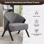 Fauteuil d'appoint en lin de style moderne du milieu du siècle, fauteuil de lecture rembourré confortable avec cadre en bois, montage facile pour le salon et la chambre à coucher