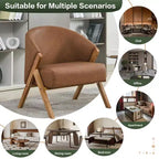 Fauteuil d'appoint en lin de style moderne du milieu du siècle, fauteuil de lecture rembourré confortable avec cadre en bois, montage facile pour le salon et la chambre à coucher