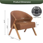 Fauteuil d'appoint en lin de style moderne du milieu du siècle, fauteuil de lecture rembourré confortable avec cadre en bois, montage facile pour le salon et la chambre à coucher