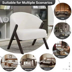 Fauteuil d'appoint en lin de style moderne du milieu du siècle, fauteuil de lecture rembourré confortable avec cadre en bois, montage facile pour le salon et la chambre à coucher